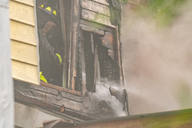 Five firefighters were hurt when a massive four-alarm blaze destroyed two homes after a fire erupted in the basement of a Briggs Ave. home near E. 194th St. in the Bronx on Thursday, July 16, 2026. (Theodore Parisienne / New York Daily News)
