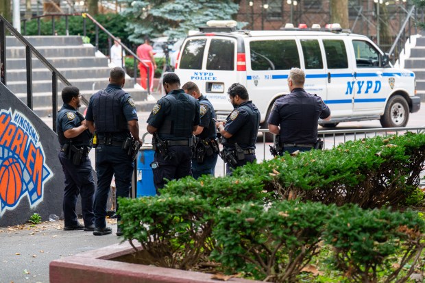 A 35yr old man was pronounced dead at Mount Sinai Morningside Hospital after he was shot in the head whilst attending a large gathering in the courtyard of the Dr. Martin Luther King Jr. Towers at 70 Lenox Avenue in Manhattan on Friday July 10, 2026. 2223. In addition, a 28yr old man suffered a gunshot wound to the shin and a 22yr old woman suffered a gunshot wound to the right forearm. They were both taken to Harlem Hospital. Photos taken on Saturday July 11, 2026. 0834. (Theodore Parisienne / New York Daily News)