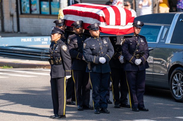 The funeral services for Staff Sgt. Angel Rampersad, a U.S. service member who was killed in an Iranian missile attack on an air base in Jordan, at the Calvary Assembly of God Church on Rockaway Blvd. in Ozone Park, Queens, on Friday, July 31, 2026. (Theodore Parisienne / New York Daily News)