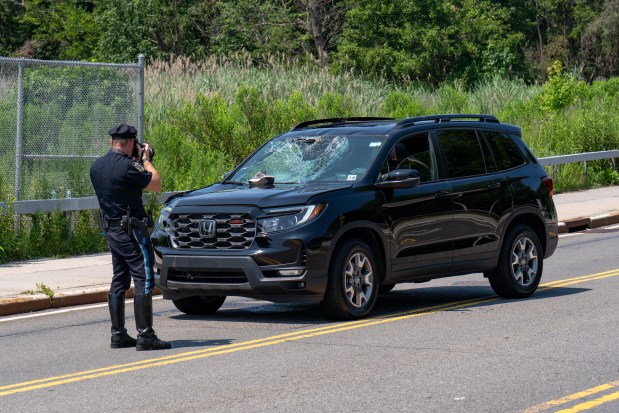 A 57yr old man riding a bicycle across the City Island Bridge near 575 City Island Avenue was rushed to Jacobi Hospital in critical condition after he collided with a black Honda Passport SUV in the Bronx on Friday July 24, 2026. 1155. (Theodore Parisienne / New York Daily News)