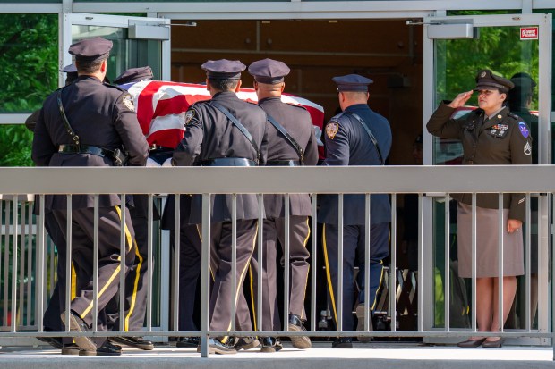 The funeral services for Staff Sgt. Angel Rampersad, a U.S. service member who was killed in an Iranian missile attack on an air base in Jordan, at the Calvary Assembly of God Church on Rockaway Blvd. in Ozone Park, Queens, on Friday, July 31, 2026. (Theodore Parisienne / New York Daily News)