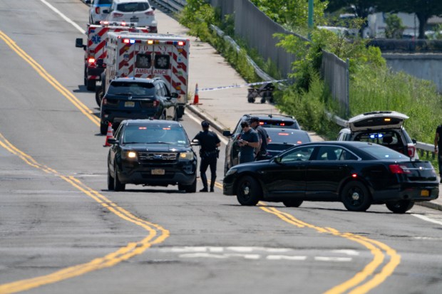 A 57yr old man riding a bicycle across the City Island Bridge near 575 City Island Avenue was rushed to Jacobi Hospital in critical condition after he collided with a black Honda Passport SUV in the Bronx on Friday July 24, 2026. 1155. (Theodore Parisienne / New York Daily News)