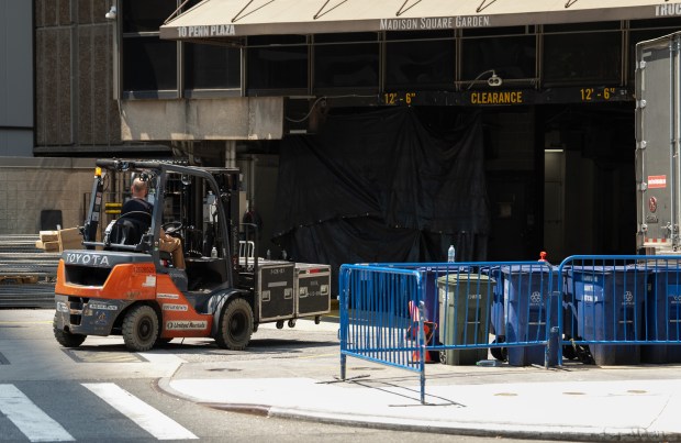 Preparations are underway for Taylor Swift's wedding festivities at Madison Square Garden Wednesday, July 1, 2026 in New York, New York. (Barry Williams/ New York Daily News)
