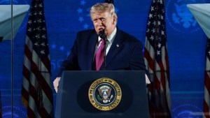 President Donald Trump speaks during a rally at Mount Rushmore National Memorial on July 3, 2026 during a rally and fireworks show at Mount Rushmore. (Chip Somodevilla/Getty Images)