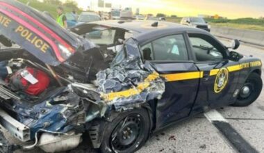 State Trooper escapes injury after DWI driver triggers chain-reaction crash