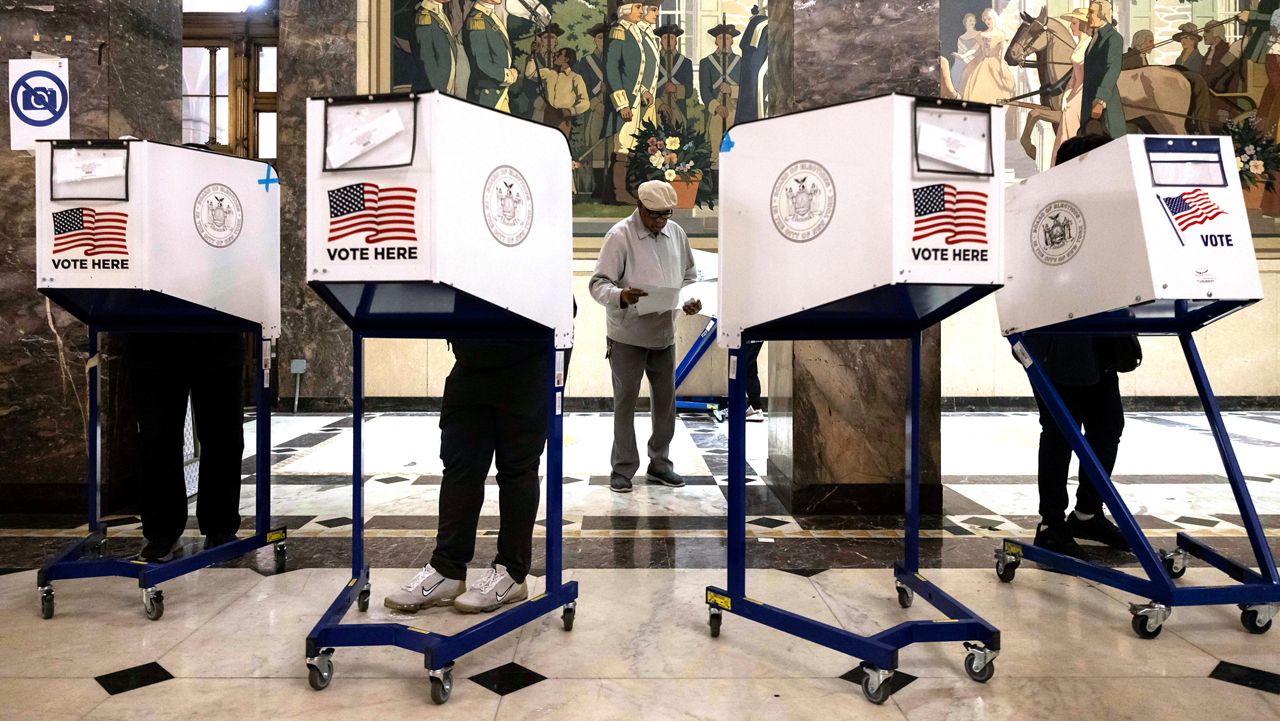 Voting booths at an election site.