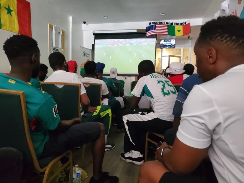 A watch party at the Senegalese Association in Harlem on July 1. Credit: Ambar Castillo / Epicenter NYC