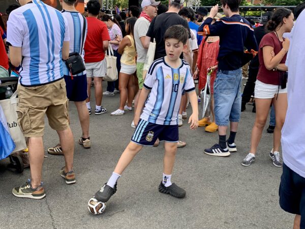 A future soccer pro kicks the ball a bit. Photo: Mary Frost/Brooklyn Eagle