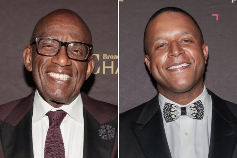 Al Roker, left, and Craig Melvin attend the 31st Broadcasting and Cable Hall of Fame Awards gala at the Ziegfeld Ballroom on May 3, 2023, in New York. Both men were at MNC's studio when an intruder was arrested on Thursday.