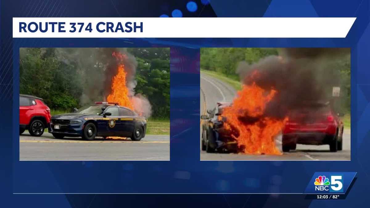 Driver charged after crash causes New York State Police cruiser to burst into flames