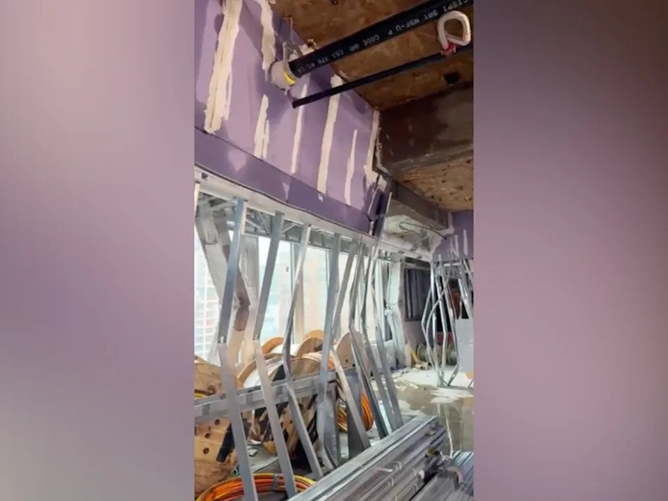 Obtained by ABC News - PHOTO: This screen grab from a video taken on the 22nd floor of a Midtown building shows interior damage, on July 7, 2026, in New York.