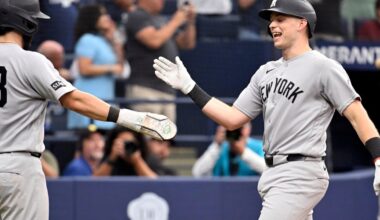 Ben Rice homers twice as Yankees defeat Rays 12-4, earn split of 4-game series