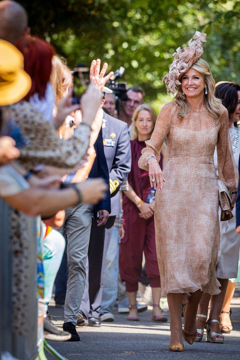 Queen Máxima’s Pride outfit featured the same statement headpiece she debuted at Royal Ascot in 2019.