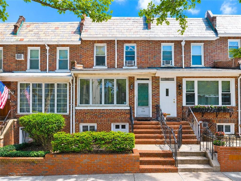 brooklyn brick row house with a stoop