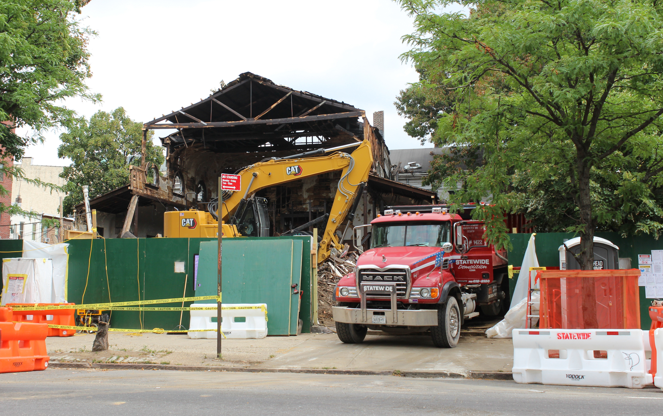 demolition at a burned out church