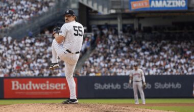 Carlos Rodon pitching for the New York Yankees against the Minnesota Twins