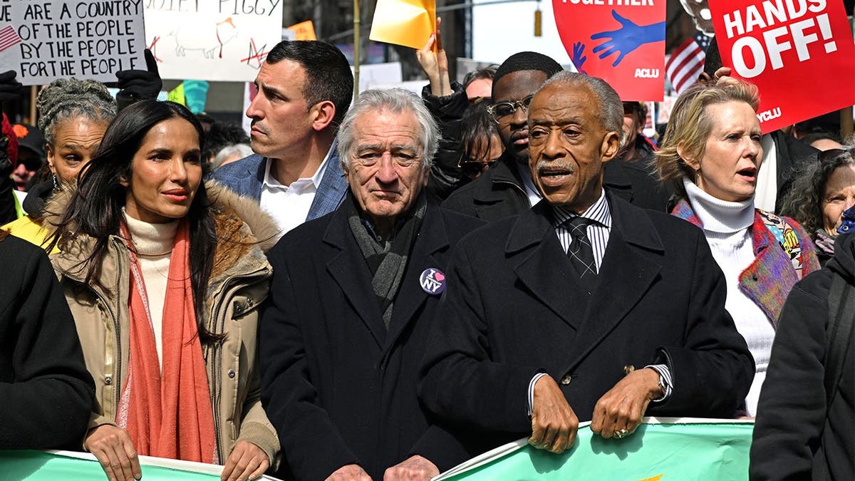 Padma Lakshmi, Robert De Niro, Al Sharpton and Cynthia Nixon at No Kings march.
