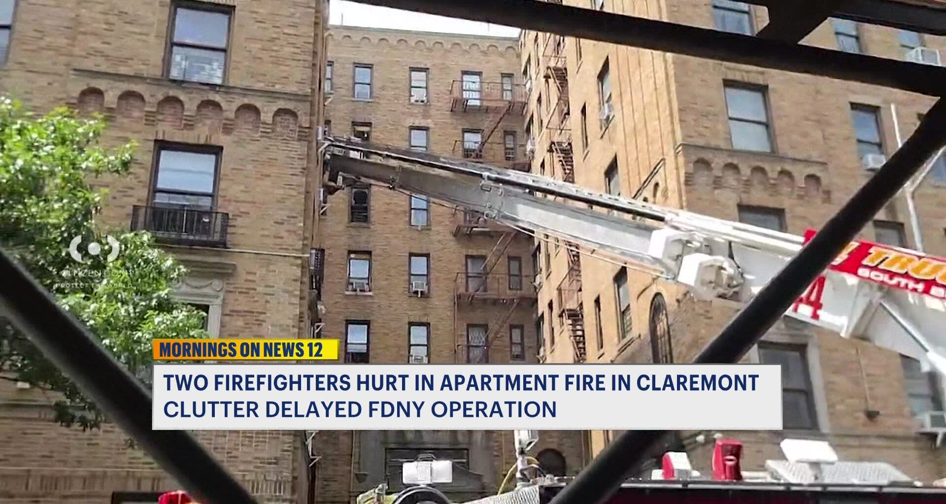 News 12 | Bronx | Two Firefighters Hurt In Apartment Fire In Claremont