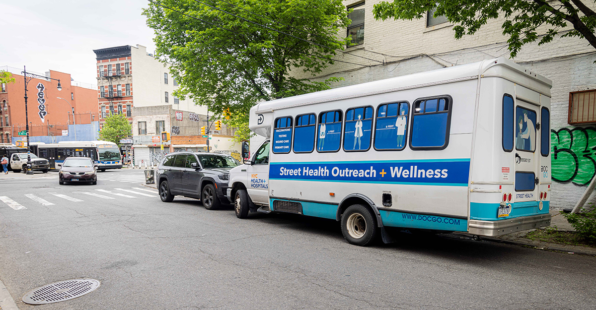 NYC Health + Hospitals has eight S.H.O.W. mobile units across NYC staffed with specialists like Jose Capo and Andre Jordan, RNs, physicians and paramedics. Since the program’s launch in 2021, S.H.O.W. mobile unit staff have completed more than 233,000 engagements in communities across New York City with a focus on people experiencing homelessness.