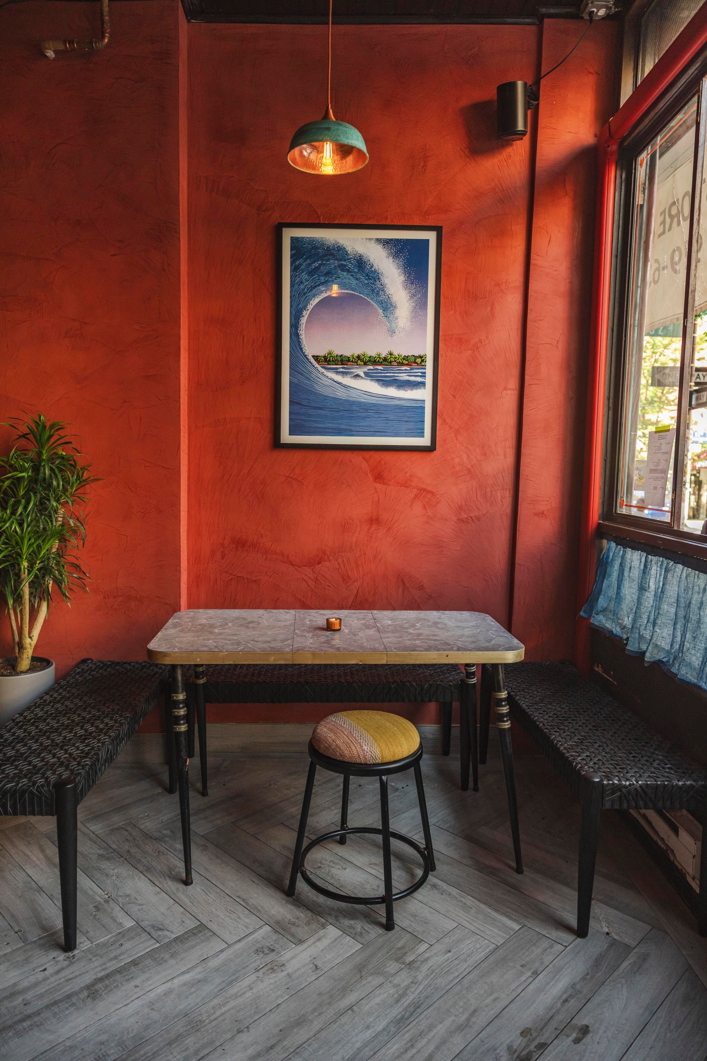 A table at a restaurant bar.