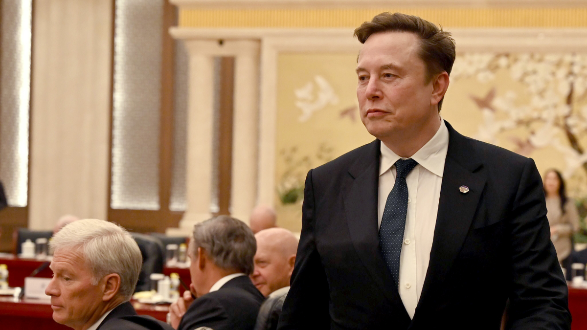 Tech billionaire and Tesla founder Elon Musk at a meeting.