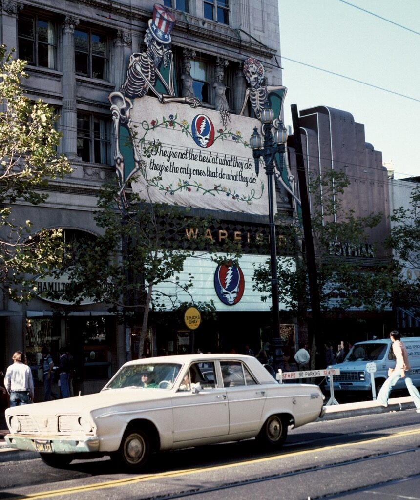 Jay Blakesberg, Warfield Theatre, San Francisco, CA, 1980/2026. Archival giclée print, 40 ⅛ × 26 inches. © Jay Blakesberg / Retro Photo Archive. Courtesy the artist, Retro Photo Archive, and David Kordansky Gallery.