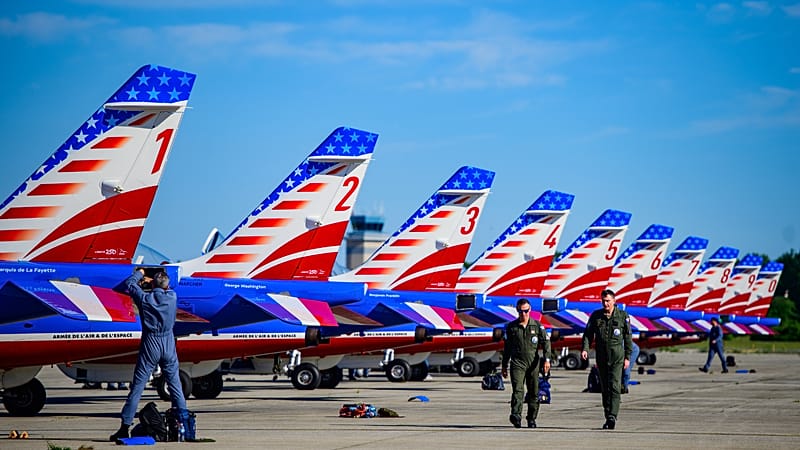 French aerobatic team stages flypast over New York for US anniversary