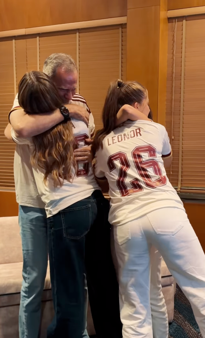 King Felipe VI celebrated Spain's 2-0 victory over France with an emotional embrace alongside Queen Letizia and their daughters.