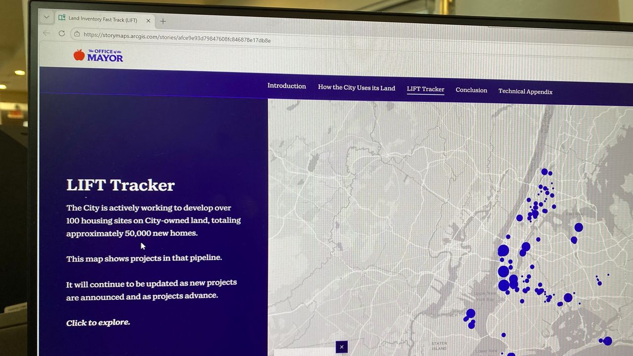 The LIFT Tracker maps projects expected to create more than 50,000 homes and other community amenities across the five boroughs. (Spectrum News NY1)