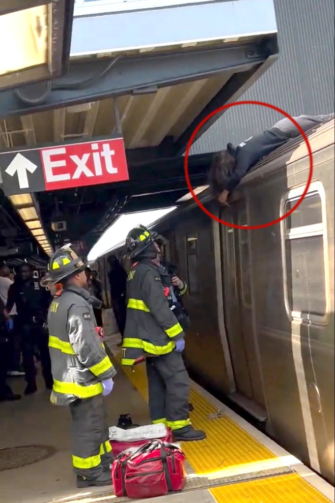 Firefighters rescue a teen injured while subway surfing, her body hanging off the train roof.