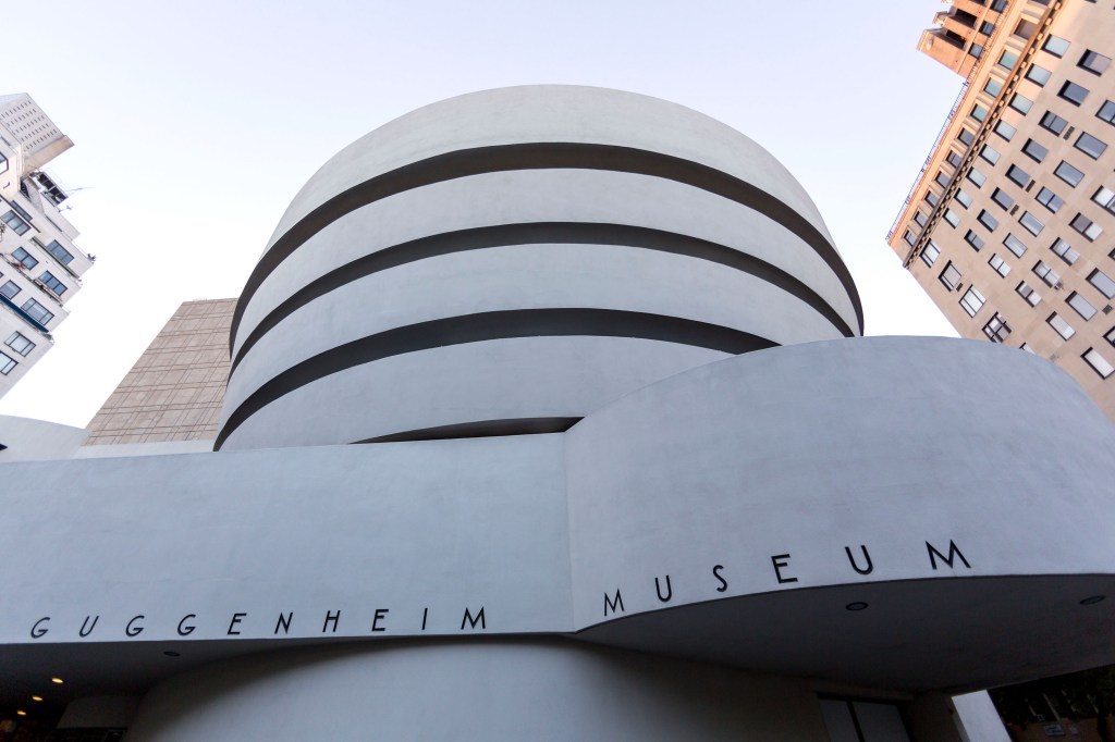A general view of the exterior facade of the Solomon R. Guggenheim Museum designed by Frank Lloyd Wright on October 18, 2012 in New York City.  