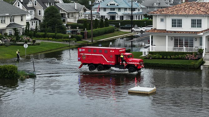 DEAL, NEW JERSEY, US - JULY 6: A view of flooded streets after heavy rain in Deal, New Jersey, on Monday, July 6, 2026.