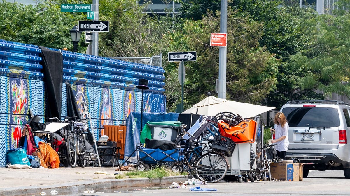 A homeless encampment in NYC