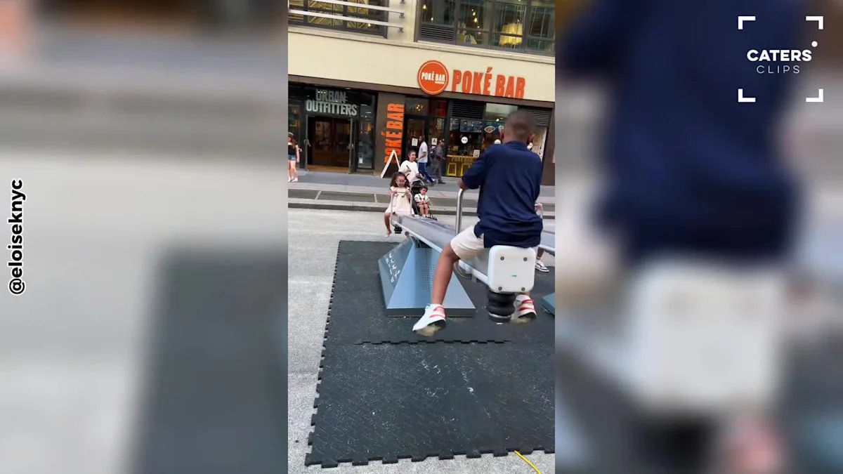 Giant Glowing Seesaws Bring Pure Joy to Kids on Busy NYC Sidewalk