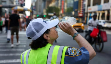 How low will temperatures drop during the heat wave in New York City?