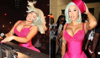 Cardi B Radiates Main Character Energy in Hot Pink Corseted Bodysuit for Performance in N.Y.C.