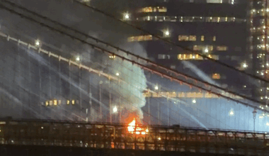 Fire Seen Burning on Brooklyn Bridge After 4th of July Fireworks Show