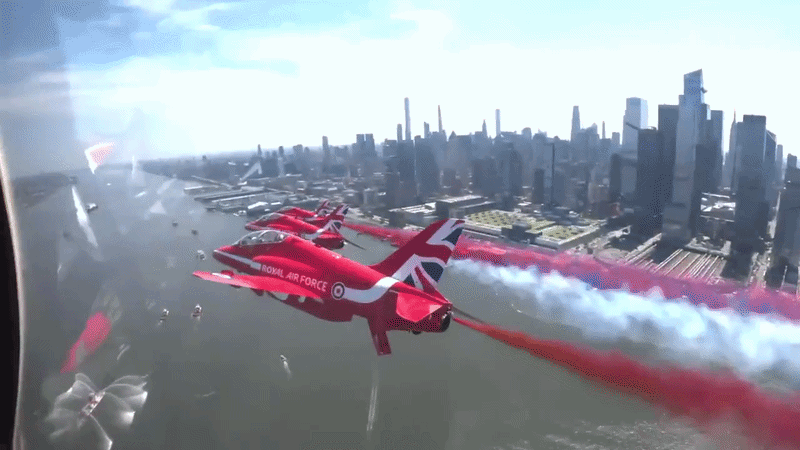 UK's Red Arrows Help Celebrate USA 250 with New York Flyover