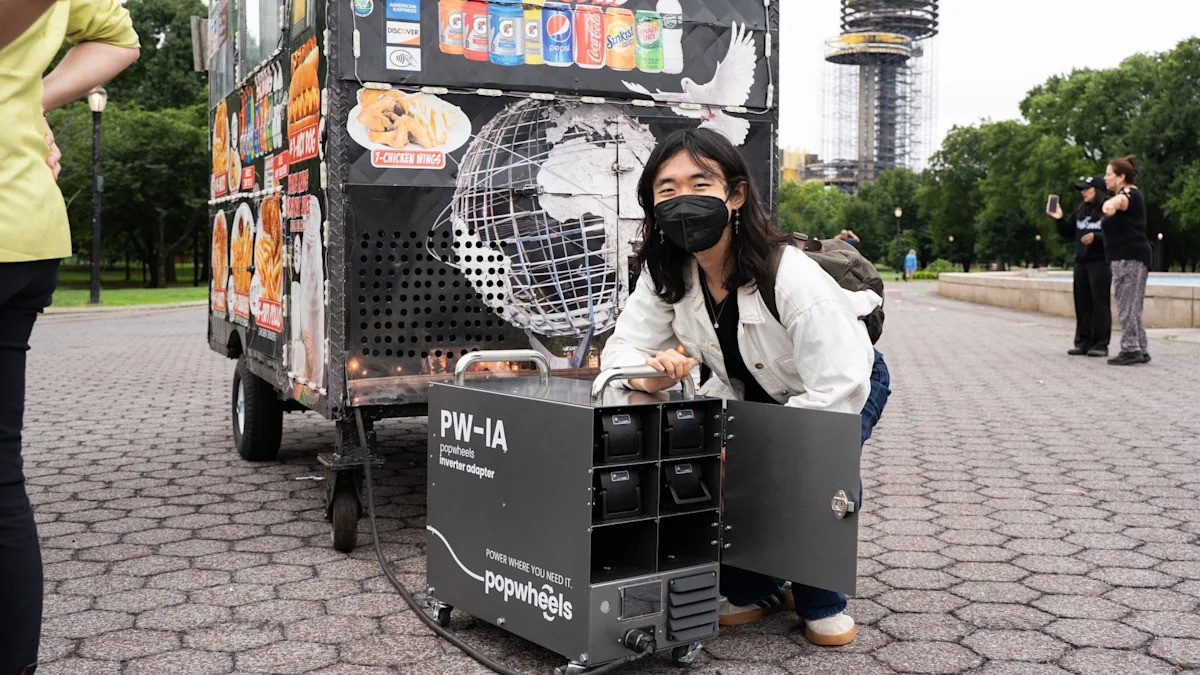 New York swaps noisy gas generators on food carts for batteries in six-month pilot