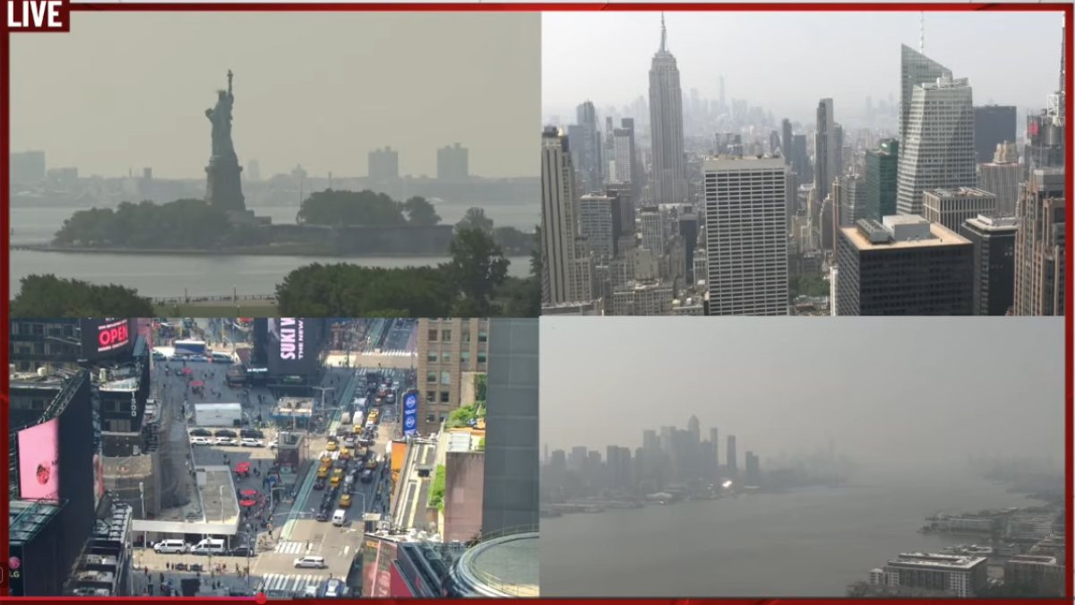 Live video shows hazy NYC skies as Canadian wildfire smoke hits – NBC New York