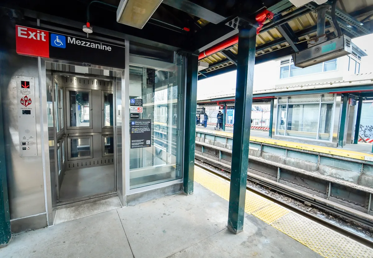Accessible subway station elevator in Brooklyn
