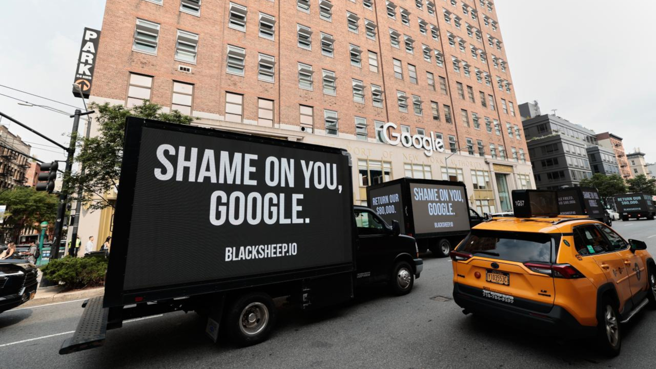 Manhattan: 25 LED Trucks Take Aim at Google