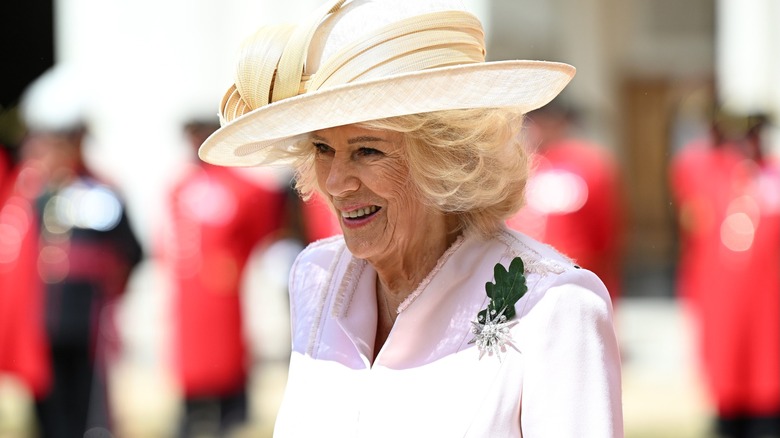 Queen Camilla at the 2026 Chelsea Pensioners Founder's Day.