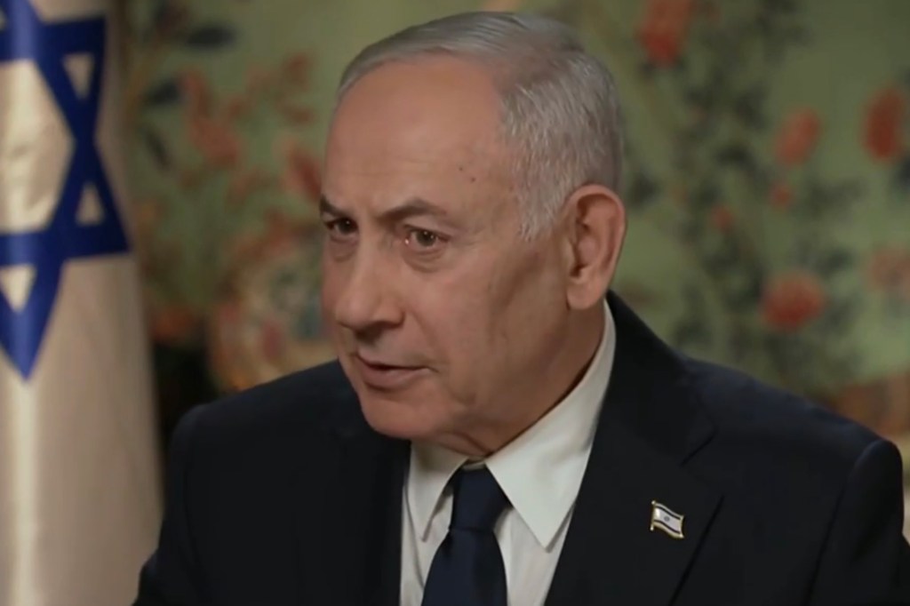 Israeli Prime Minister Benjamin Netanyahu speaks during an interview.