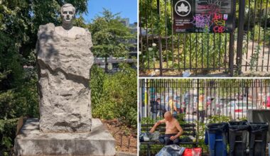 Decades-old monument to Polish hero in NYC enclave overgrown, covered in trash
