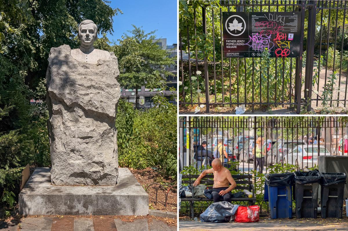 Decades-old monument to Polish hero in NYC enclave overgrown, covered in trash