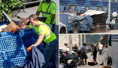 Filthy NYC homeless encampment near Intrepid still largely intact