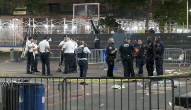 Shots fired at NYC basketball tournament as European star player, 35, killed and two injured with gunman on the loose