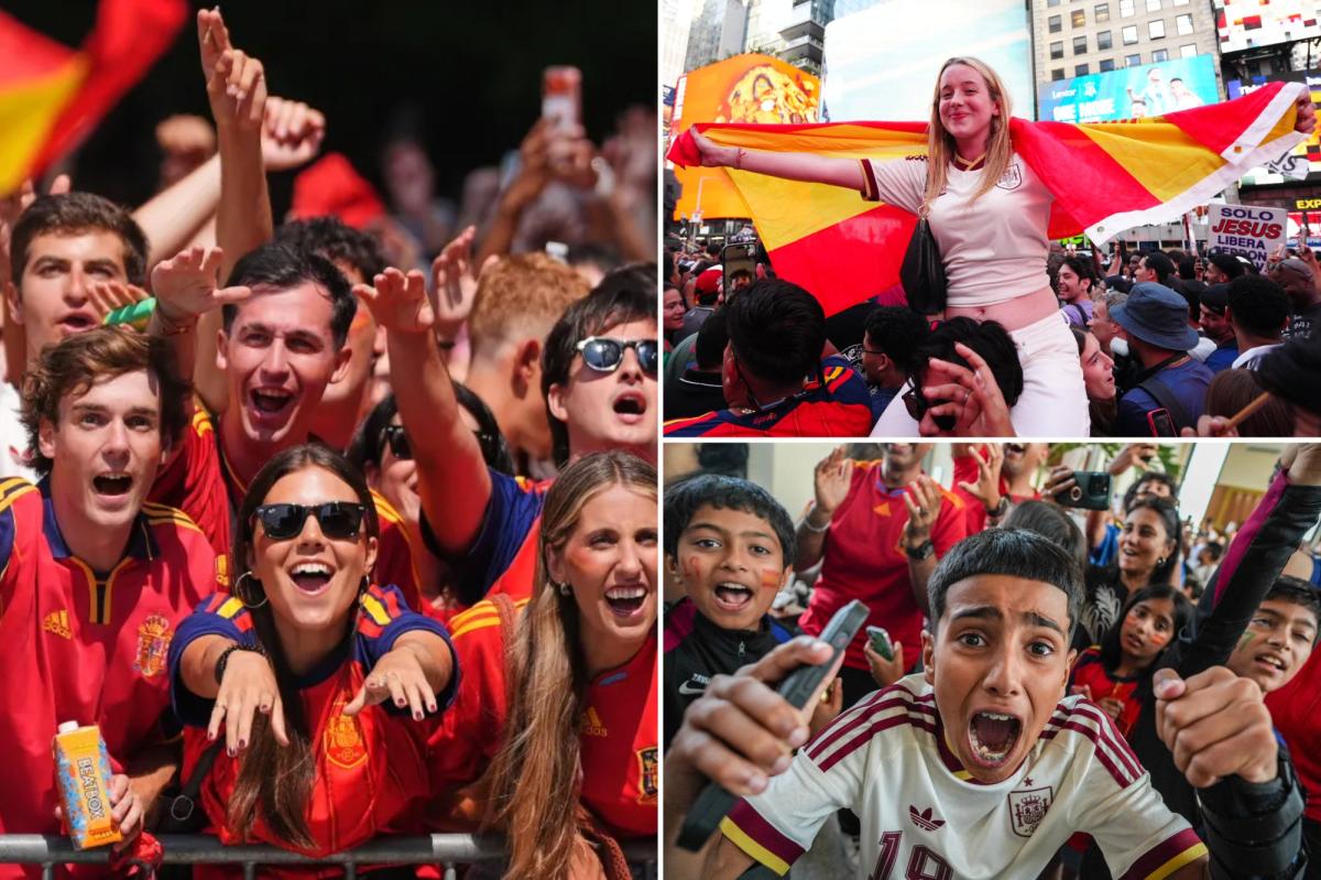 Spain fans flock to NYC landmarks to celebrate World Cup win among dejected Argentinians