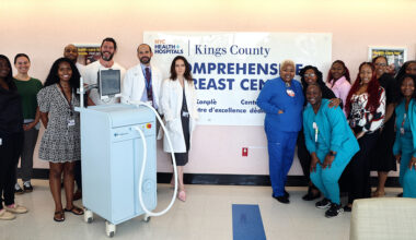 The Comprehensive Breast Center team alongside the ProSense Cryoablation System.